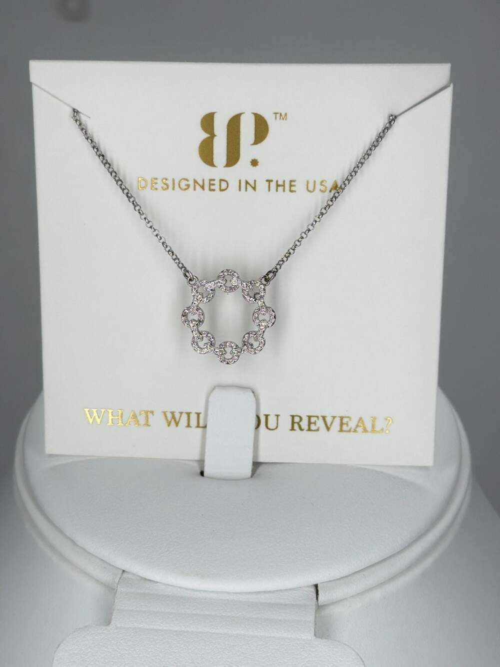 Bomb Party The Infinite Chain Necklace Rose Quartz CZ .925 Sterling